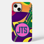 Heet Jazz w/Gepersonaliseerd Monogram iPhone Case (Achterkant)