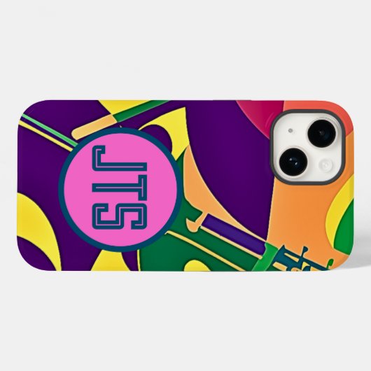 Heet Jazz w/Gepersonaliseerd Monogram iPhone Case (Achterkant (horizontaal))