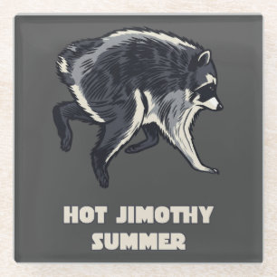 Heet Jimothy Zomer Grappig Wasbeer Meme Dier Glazen Onderzetter