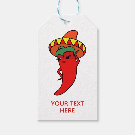 Heet Kawaii Peper Diva Bewerkbare Tekst Cadeaulabel (Voorkant)