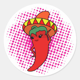 Heet Kawaii Peper Diva Roze Spiraal Ronde Sticker