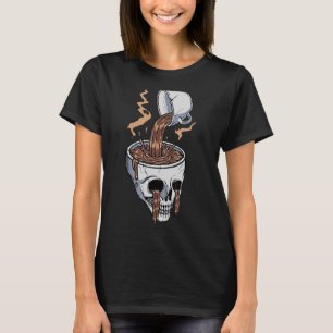 Heet koffie Skelet Drink Halloween Skull Mok T-shirt