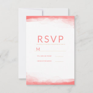 Heet Koraal Helder Aquarel Modern Huwelijk RSVP Kaartje