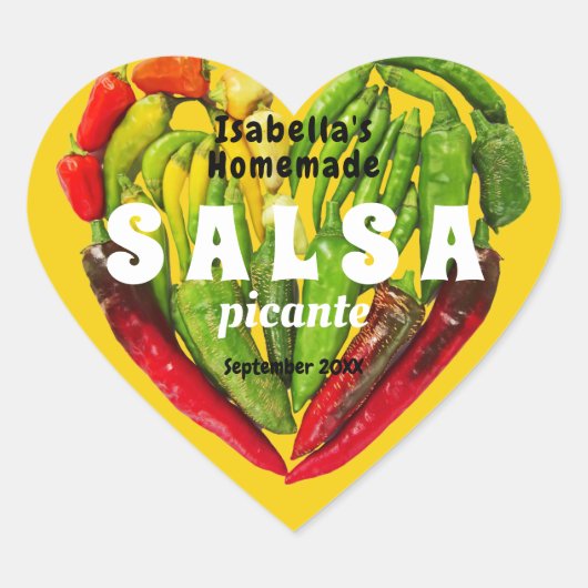 Heet kruid Salsa chili peppers harmosterd Hart Sticker (Voorkant)