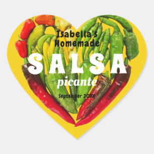 Heet kruid Salsa chili peppers harmosterd Hart Sticker