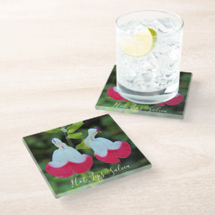 Heet Lips Salvia Floral Glazen Onderzetter
