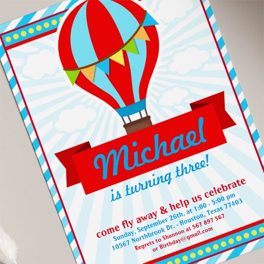 Heet luchtballon - Aankondiging van een feest