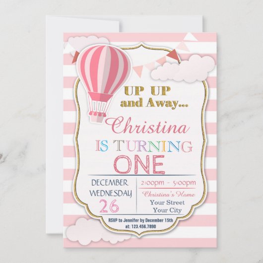 Heet luchtballon - Aankondiging van een feest (Voorkant)