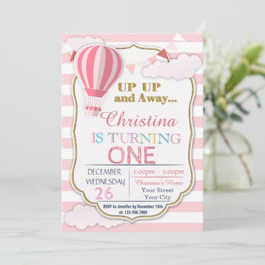Heet luchtballon - Aankondiging van een feest (Staand voorkant)