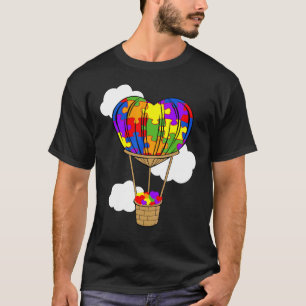 Heet Luchtballon Autisme Bewustzijn Cute Hart Puzz T-shirt