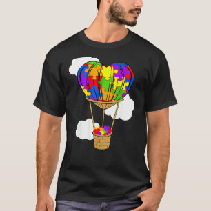 Heet Luchtballon Autisme Bewustzijn Cute Hart Puzz T-shirt