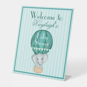 Heet Luchtballon Baby Jongen Olifant Baby Shower Reclamebord Met Voetstuk