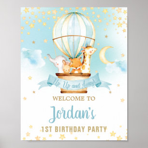 Heet luchtballon Birthday Oerwoud Animals Welkom Poster