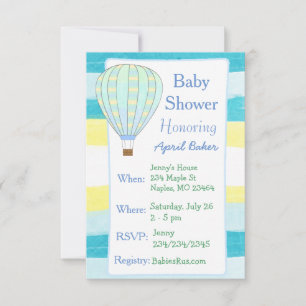 Heet Luchtballon Jongen Baby Shower Uitnodiging