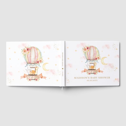 Heet luchtballon Kute Animals Florence Baby shower Gastenboek (Volledig)