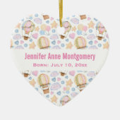 Heet luchtballon Kute Waterverf Pattern Baby Birth Keramisch Ornament (Voorkant)