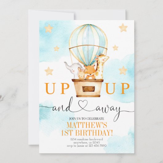 Heet luchtballon omhoog en weg van zaterdag kaart (Voorkant)