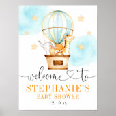 Heet luchtballon omhoog en weg Welkomstbord Poster (Voorkant)
