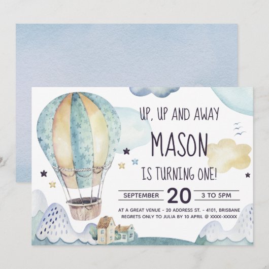 Heet luchtballon - uitnodiging (Voorkant / Achterkant)