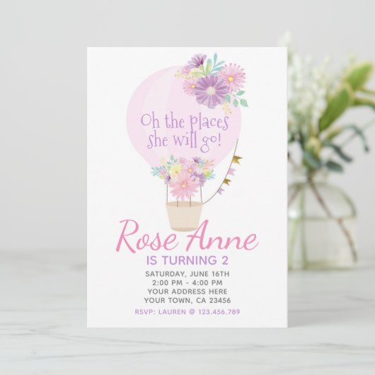 Heet luchtballon - uitnodiging (Staand voorkant)