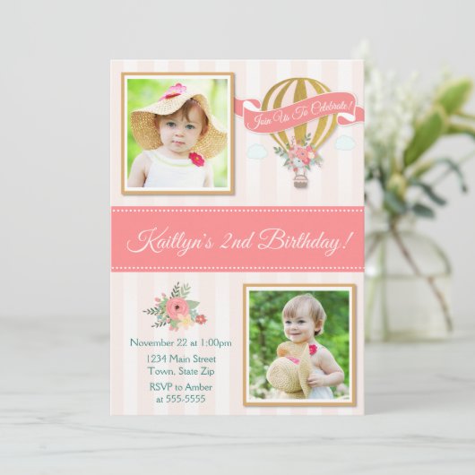 Heet luchtballon, uitnodiging op zaterdag, omhoog (Staand voorkant)