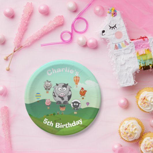 Heet luchtballondieren Aangepaste dag Papieren Bordje (Feest)