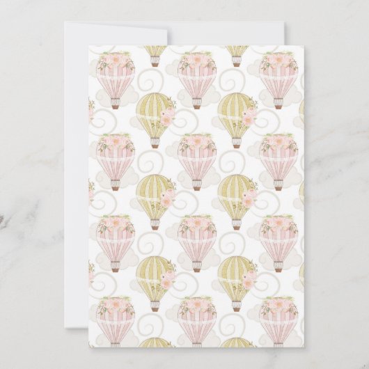 Heet luchtballonkoningsmeisje, 1e verjaardag kaart (Achterkant)