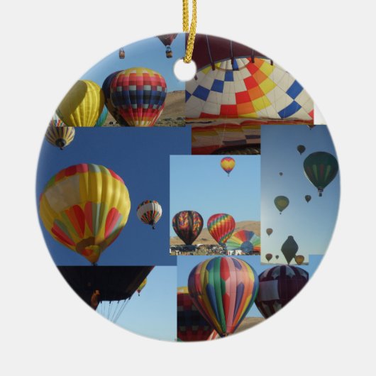 Heet luchtballonnen foto kerstversiering collage keramisch ornament (Voorkant)