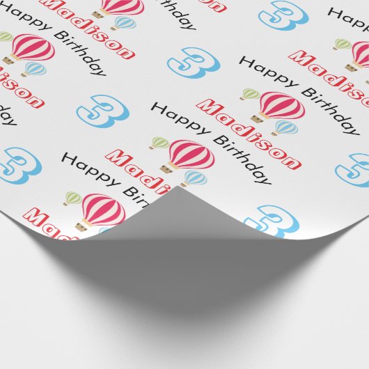 Heet luchtballonnen ontwerp Birthday - aangepaste  Cadeaupapier (Hoek)