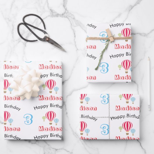 Heet luchtballonnen ontwerp Birthday - aangepaste Inpakpapier Vel (Voorkant)