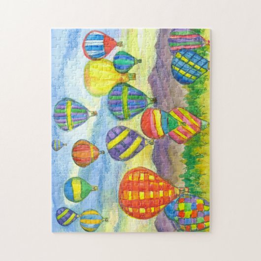 Heet-luchtballonnen Race-woestijnberg Zonneopje Legpuzzel (Verticaal)