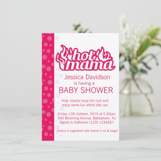 Heet mama baby shower heet roze blauw stippen uitn kaart (Staand voorkant)