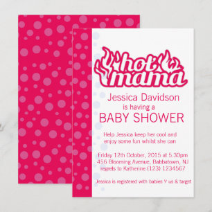Heet mama baby shower uitnodiging met hete roze bl