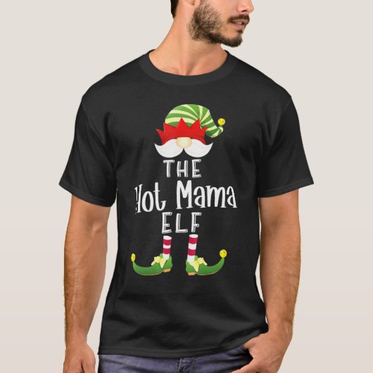 Heet Mama Elf Groep Kerstmis Pyjama Party T-shirt (Voorkant)