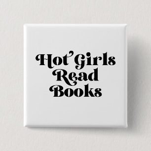 Heet Meisjes Lees Boeken Vierkante Button 5,1 Cm