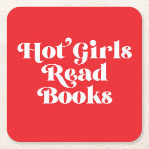 Heet Meisjes Lees Boeken Vierkante Kartonnen Onderzetter