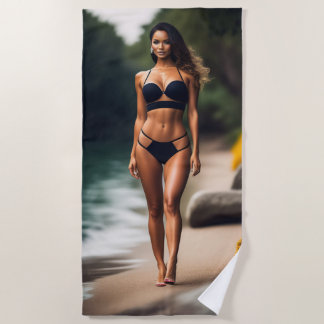 Heet model dat zich op de strand Beach Towel vormt Strandlaken