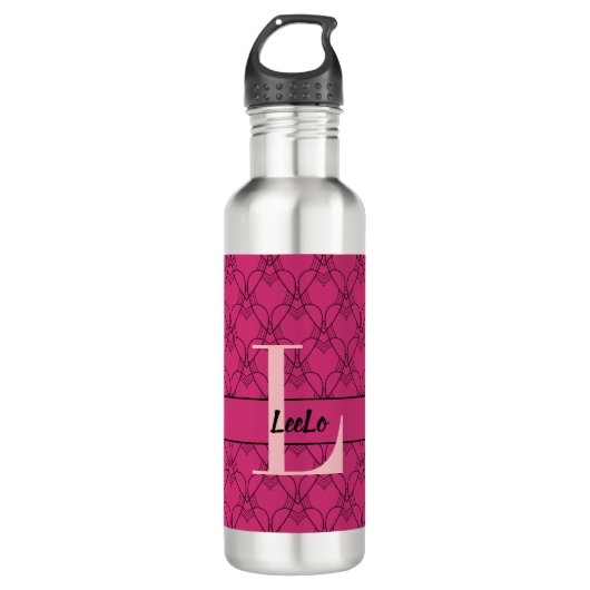 Heet Monogram en noem Aangepaste waterfles Waterfles (Voorkant)