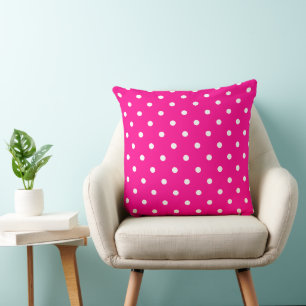 Heet Neon Roze en Witte Stippen Kussen