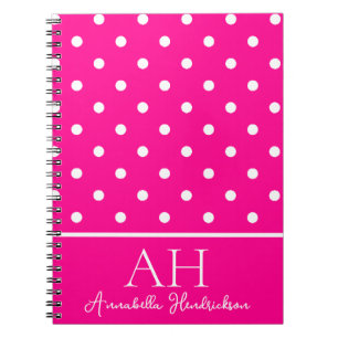 Heet Neon Roze Stippen Monogram Initiaal Notitieboek