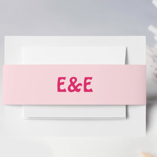 Heet & Pastel Roze Retro Monogrammed Bruiloft Uitnodigingen Wikkel