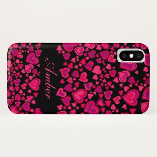 Heet patroon hete roze en zwarte iphone case (Achterkant (horizontaal))