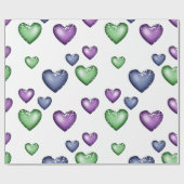Heet Pattern Blue Green Paars voor Valentijns d Cadeaupapier (Vlak)