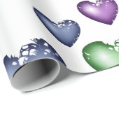 Heet Pattern Blue Green Paars voor Valentijns d Cadeaupapier (Rol Hoek)