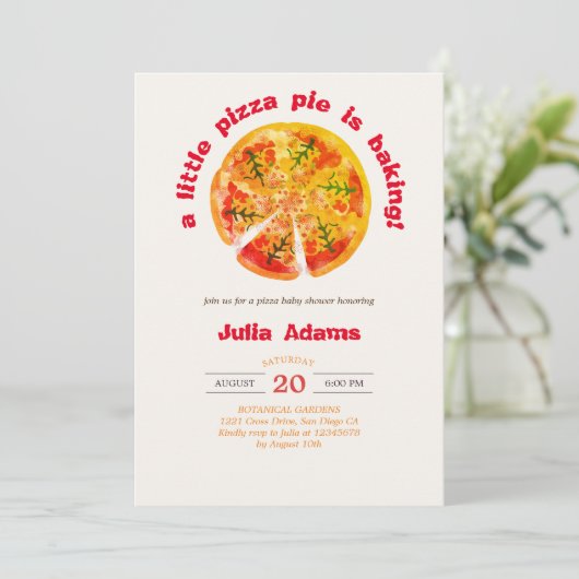Heet Pizza Appeltaart barbeque cheesy Baby shower  Kaart (Staand voorkant)