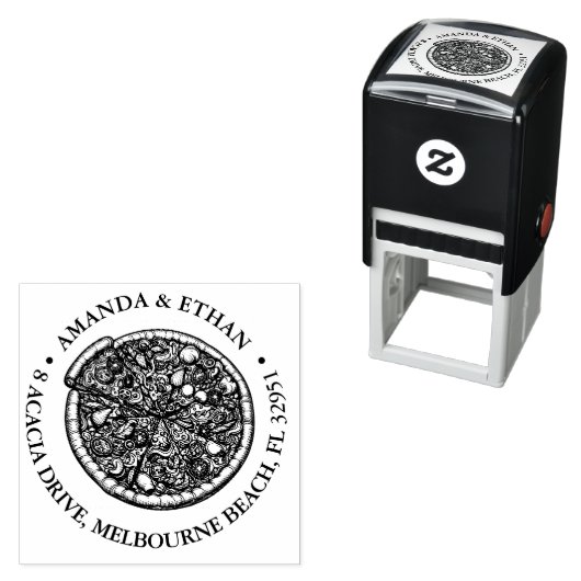 Heet Pizza Party Snack Thema Zelfinking Stamp Zelfinktende Stempel (In situ)