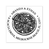 Heet Pizza Party Snack Thema Zelfinking Stamp Zelfinktende Stempel (Design)