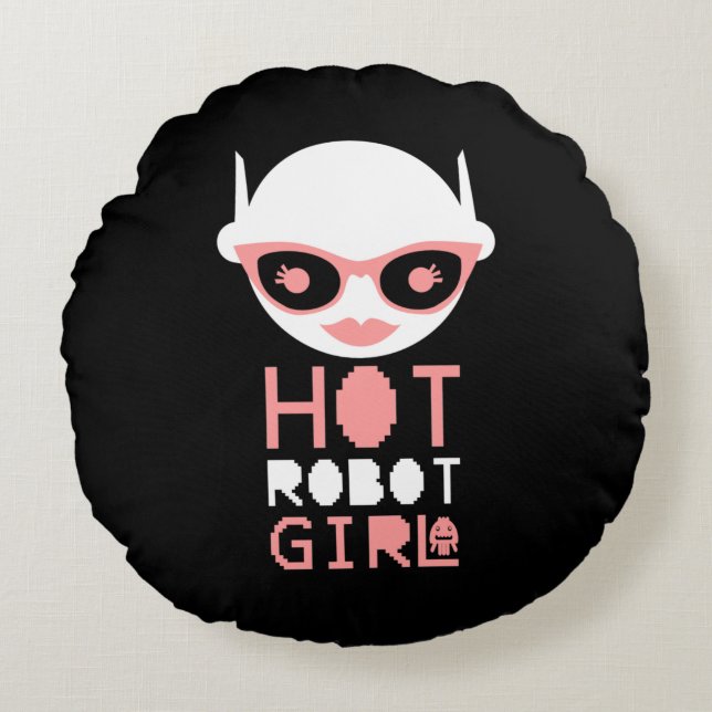 Heet robot meisje rond kussen (Voorkant)