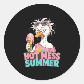Heet rommeltje zomer domme gans meme ijsliefhebber ronde sticker