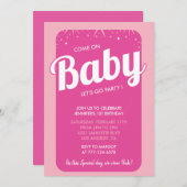 Heet roze 1e verjaardag uitnodigingen schattig mei (Voorkant / Achterkant)